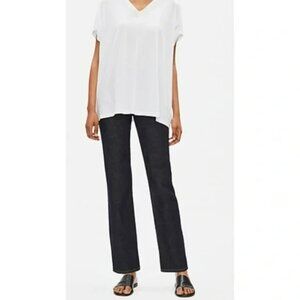 Eileen Fisher Womens 24W Black Denim Jeans Organic Cotton Blend Straight
